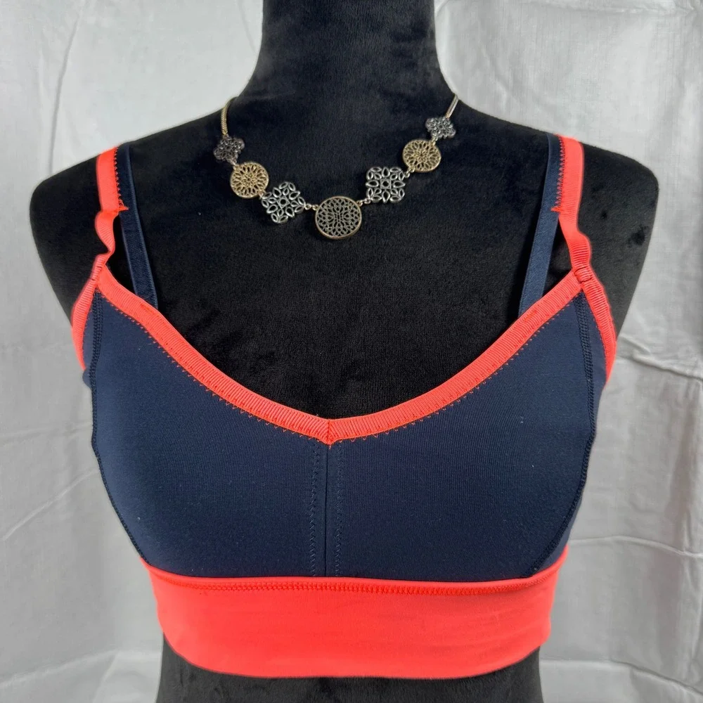 Lululemon Womens Medium Navy Orange Strappy Sports Bra
